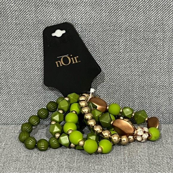 nOir Beaded Green & Gold Bracelet Bundle - Picture 2 of 3